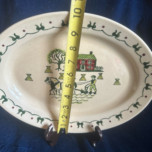 METLOX Poppytrail Homestead Provincial Oval Serving Platter 13”Plow Horse Scene - Picture 5 of 8